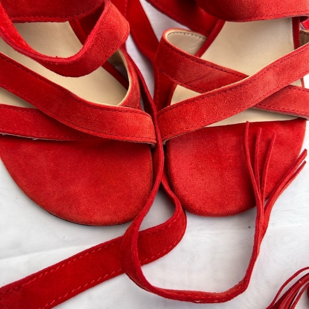 Paige Jodie Red Suede Heels Shoes Christmas Wedding Guest Formal Black Tie S 7.5 - Picture 8 of 10